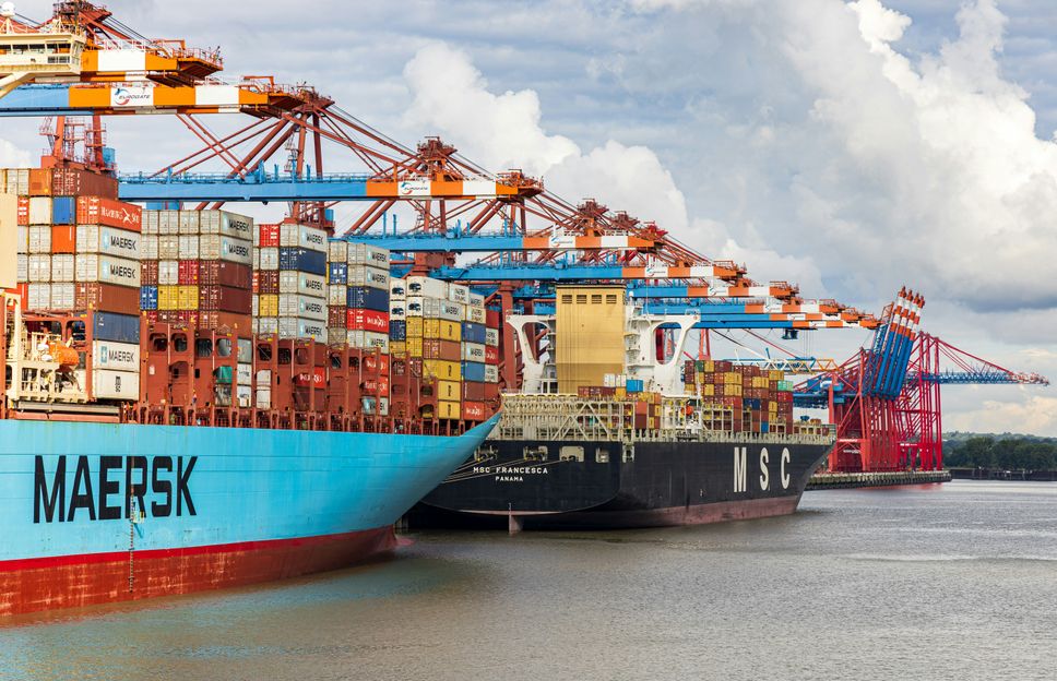 cargo ships in a port